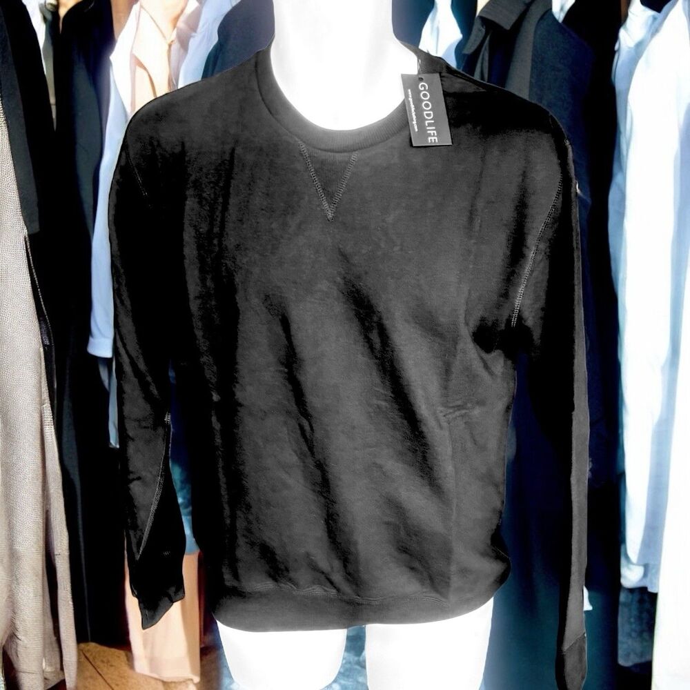 GOODLIFE CLOTHING Terry Crew Sweatshirt In Black Men’s Small NWT MSRP $98